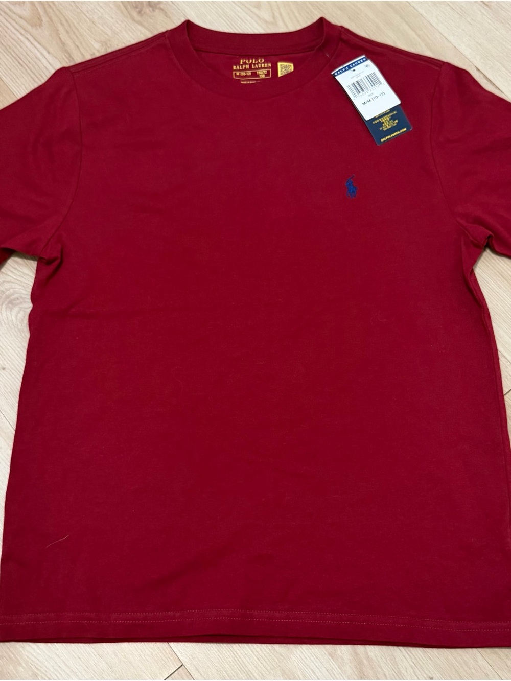 Polo Ralph Lauren Boys M Short Sleeve Crew Tee in Deep Red with Blue Pony